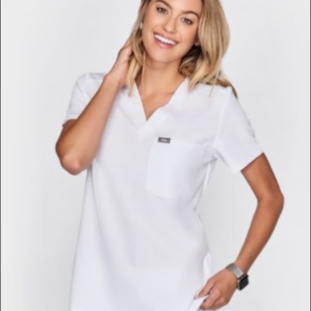 Figs White Catarina Scrub Top